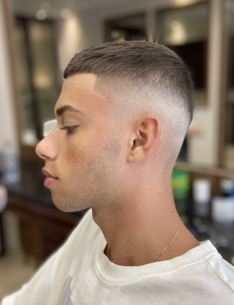 Short grey haircut and fade completed at RK Salon